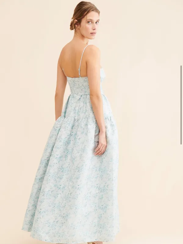 Maison Amory Sky Blue Floral Strapless Sweetheart The Windsor Maxi Dress - Image 5