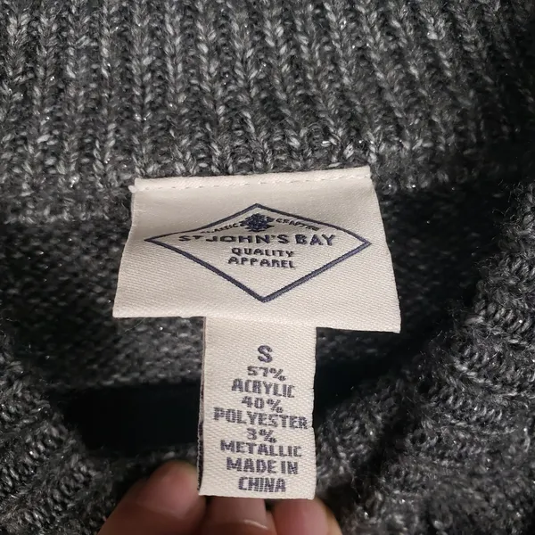NWT St. John's Bay Gray Metallic Heavyweight Crew Neck Sweater Womens Size Small - Image 7