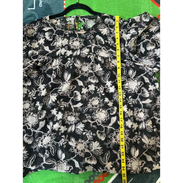 Sanctuary XL Floral Sheer‎ Blouse Black Pink Long Sleeve Boho Top Spring Flowy - Image 3