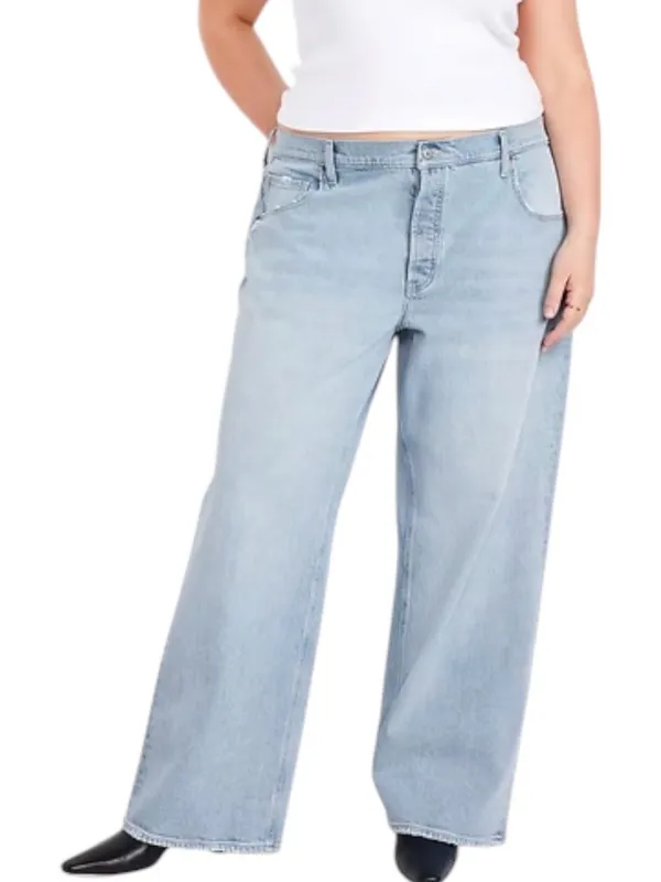 NEW Old Navy Mid Rise Slouchy Wide Leg Jeans Light Wash Baggy Button Fly Sz 18 - Image 3