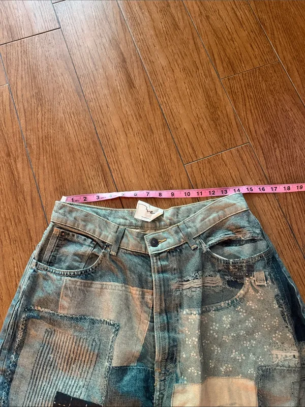 Free People Illusions Patchwork Barrel Jeans- size 28 - Image 6