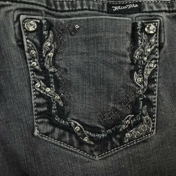 Miss Me Signature Skinny Jeans Black Size 28 Low Rise Stretch Denim - Image 12