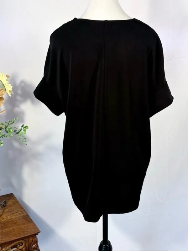 💥COS Black V-Neck Relaxed Oversized Stretch Top Turnback Cuff Sz XS 💛 - Image 6