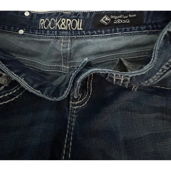 Rock & Roll‎ Cowgirl Riding Jeans Mid Rise Bootcut Dark Wash Thick Stitch 28/32 - Image 8