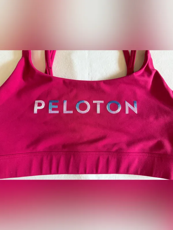 Peloton Strappy Sports Bra Pink Medium Low Impact Yoga Fitness - Image 2