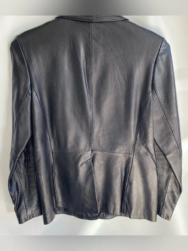 JLC New York vintage 90s Y2K black leather blazer jacket downtown girl winter M - Image 5