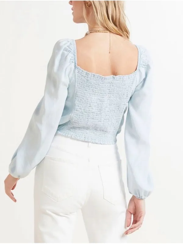 Anthro Cloth & Stone Smocked Square Neck Blouse, Size S - Image 2