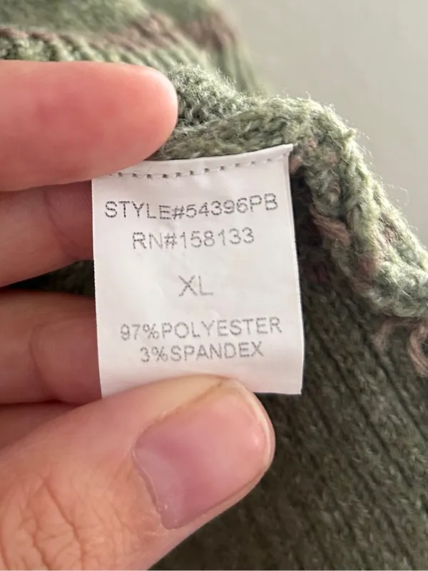 Pulse Olive Green Crewneck Sweater with Stripes Casual Fall Comfy XL - Image 3