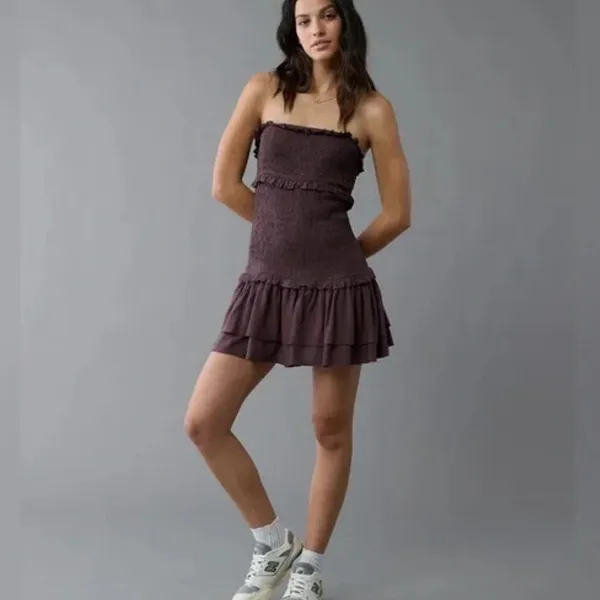 American Eagle Smocked Ruffle Mini Dress W2308 Sz M - Image 2