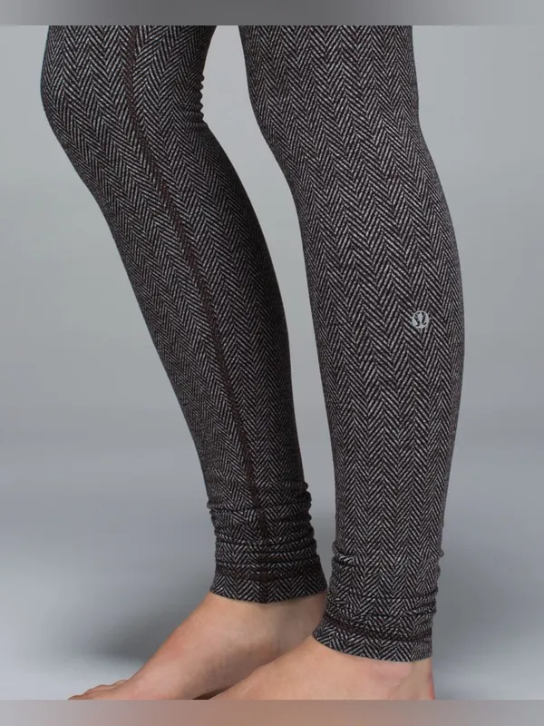 Lululemon Wunder Under Leggings Giant Herringbone Heathered Black SZ‎ 6 - Image 9
