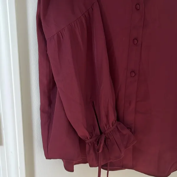 Burgundy long sleeve blouse in size M from Ann Taylor - Image 2