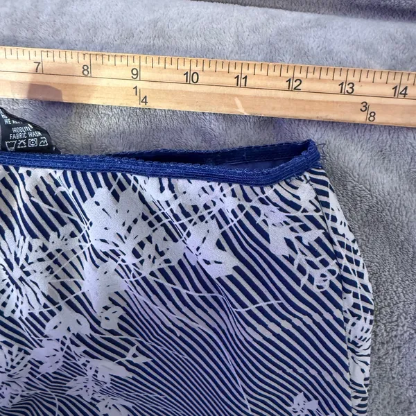 Womens Floral Handkerchief Layered Hem Midi Skirt Size L Blue Flowy Asymmetric - Image 6
