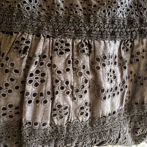 Ralph Lauren Y2K black eyelet tiered lined midi skirt Sz M # 2403 - Image 11