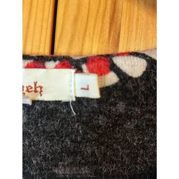 Aryeh Black Red White Gray 3/4 Sleeve Moroccan Sweater Dress Size Large (8803) - Image 4