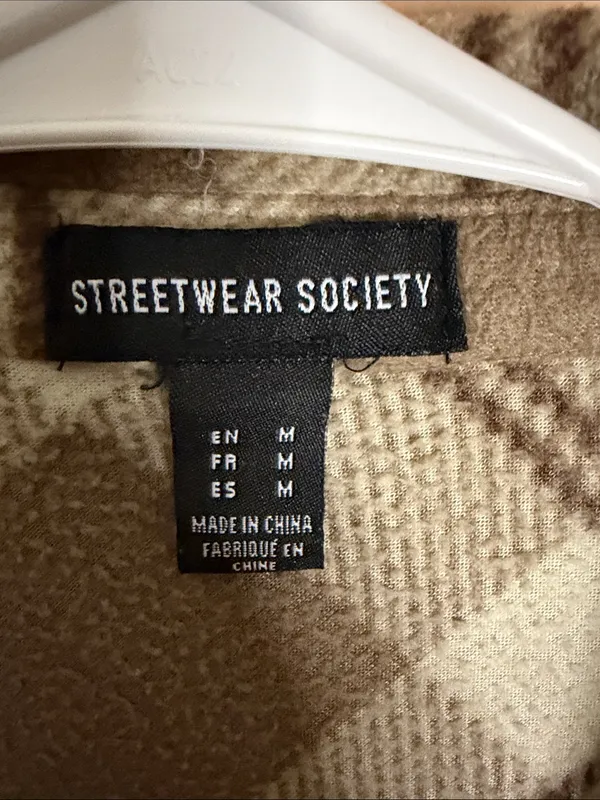 Streetwear Society Plaid Button-Down Shirt Jacket - Cream & Brown - Image 2