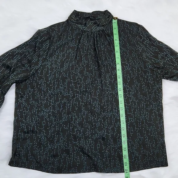 Prologue -605 mock neck 3/4‎ balloon sleeves blouse black and teal Large - Image 8