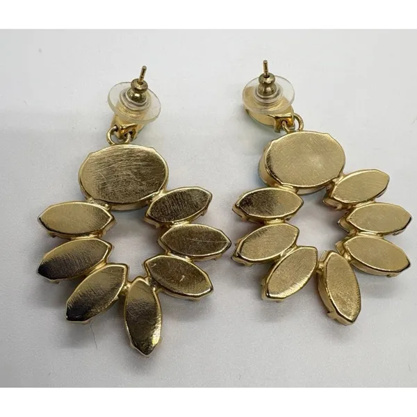 Colorful‎ Rhinestone Dangle Drop Gold Tone Earrings Pierced Statement Heavy - Image 6