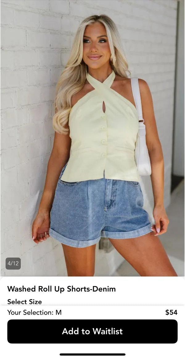 These Three Boutique Washed Roll Up Shorts - Denim - Image 2