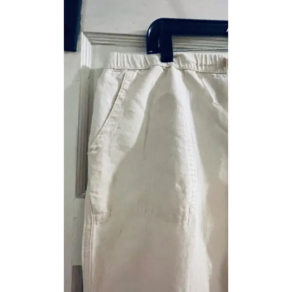 Liz‎ Claiborne Linen Blend Drawstring Crop Pants Beige Womens Large Wide Leg - Image 13