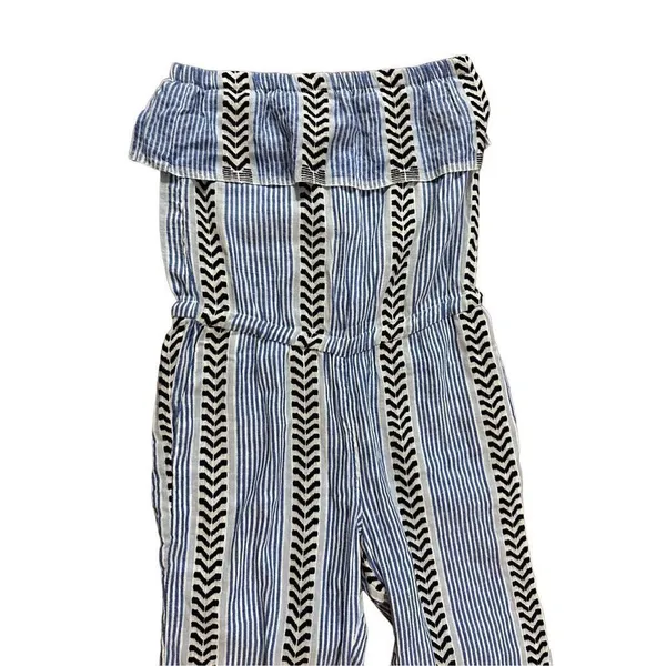 Lemlem Kesiti Strapless Jumpsuit blue‎ print ruffle top sz small - Image 6