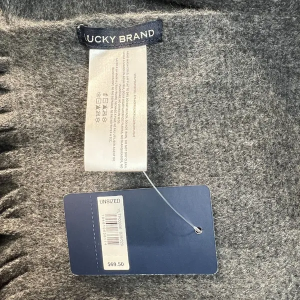 Lucky Brand Heather Dark Grey Brushed Knit‎ Fringe Long Scarf Soft Wrap New NWT - Image 7