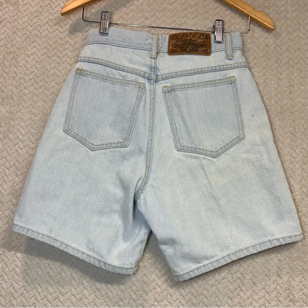 Vintage Paris Blues Womens S Light‎ Blue whimsical Jean Shorts Floral Rosettes - Image 2