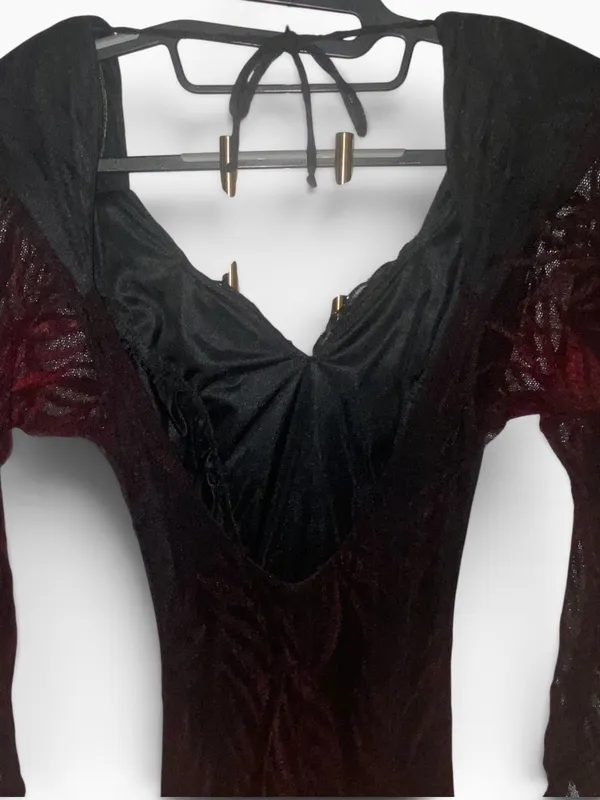 Vintage 80s Climax Lace Overlay long sleeve whimsigoth witchy dark romance Dress - Image 10
