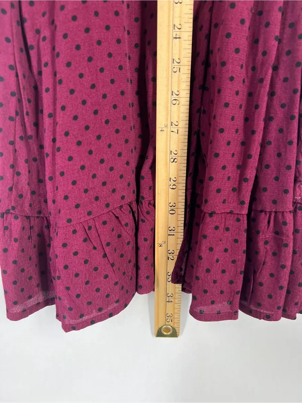 Blue Rain Burgundy Polka Dot Wrap Mini‎ Dress - Image 11