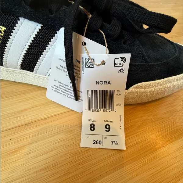 Adidas Nora Sneakers Lace Up Skateboarding Black White Mens 8 Women 9 New in Box - Image 10