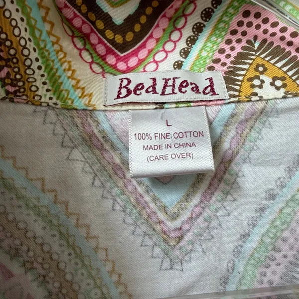 Bedhead Two Piece Pajama Set Size Large Fine Cotton Geometric Print Sleepwear PJ - Image 3