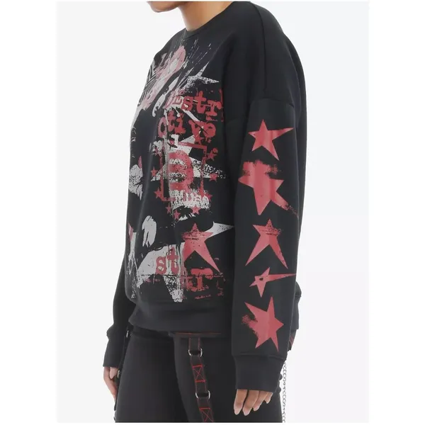 Social Collision Punk Star Sweatshirt Womens M Black Graphic Hot Topic Mall Goth - Image 10