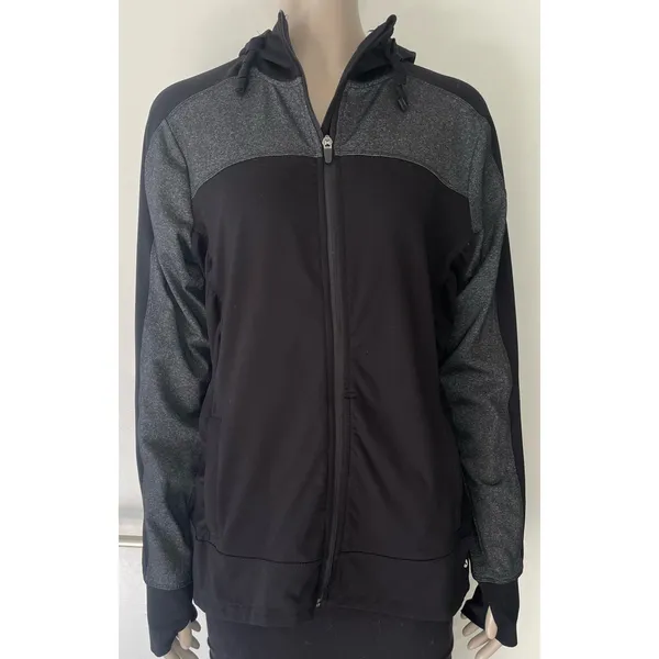 Xersion Black & Grey Colorblock Athletic Zip Up  - Image 4