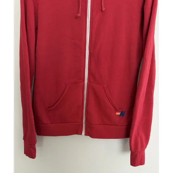 Aviator Nation "Surf Naked" Zip Up Hoodie Red Unisex Size Small - Image 5