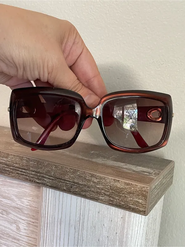 Vintage Christian Dior My Lady Dior 6 Sunglasses Havana Tortoise Red Cannage - Image 9