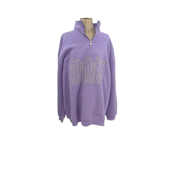 Mayfair Group Choose Kindness Quarter Zip Oversized Lavender‎ Sweatshirt XXL - Image 3