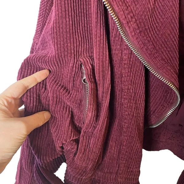 Free People Women's‎ Red Slouchy Dolman Corduroy Moto Jacket Size M - Image 8
