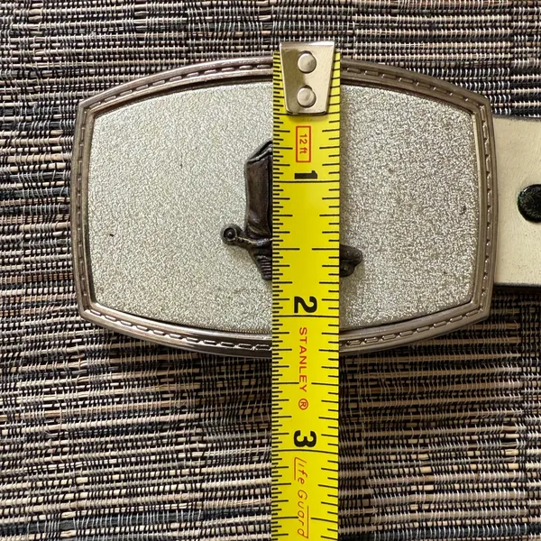 Justin Boots Ivory Leather Belt Cowgirl Boots Buckle Top Grain Cowhide Sz 28 31” - Image 10