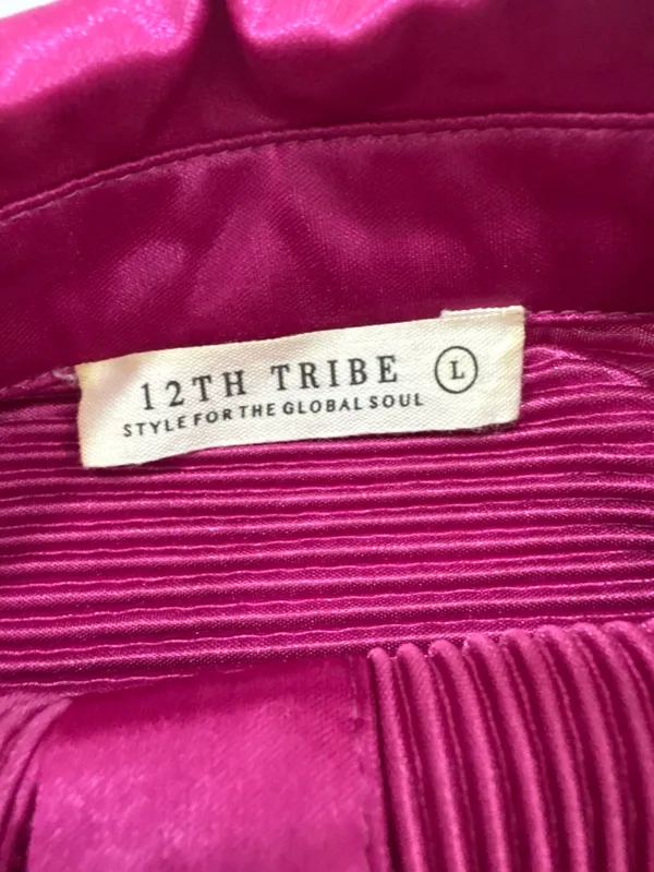 12th Tribe Cara Fuschia‎ Plisse Mini Dress Large - Image 4