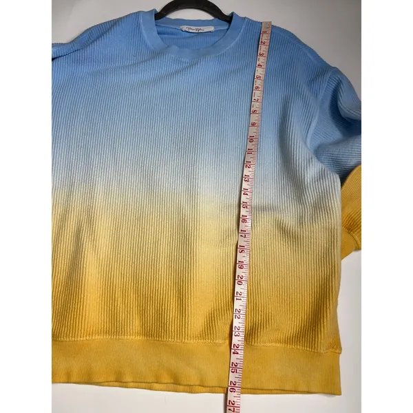 Moon Ryder Small Corded Crewneck Sweatshirt Blue Yellow Cotton Long Sleeve - Image 5