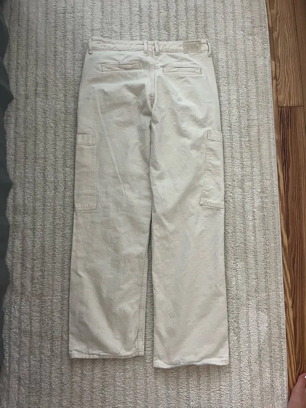 ZARA Low rise tan cargo pant - Image 5
