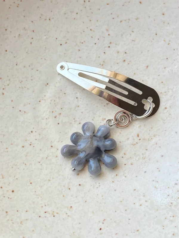 Handmade spiral swirl uzumaki & unique flower spike funky boho y2k hair clip🌀 - Image 7
