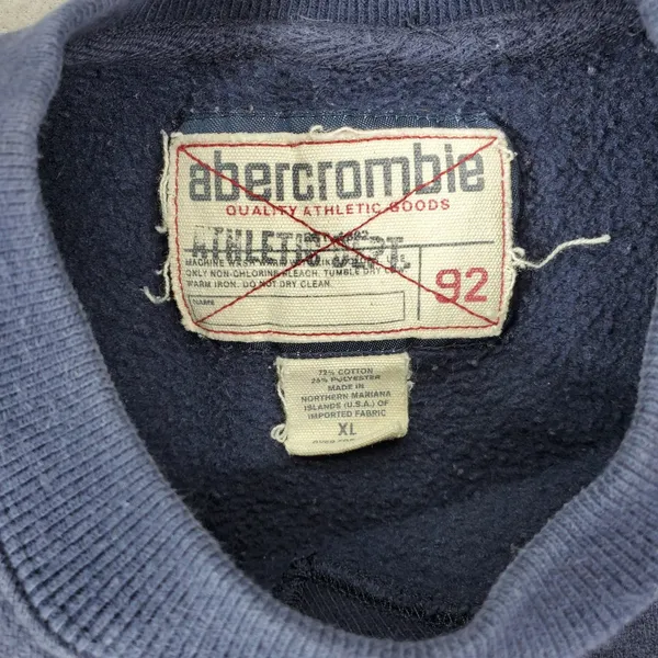 Abercrombie Sweatshirt Womens XL Blue Vintage Y2K Soccer Patch Crewneck Pullover - Image 3