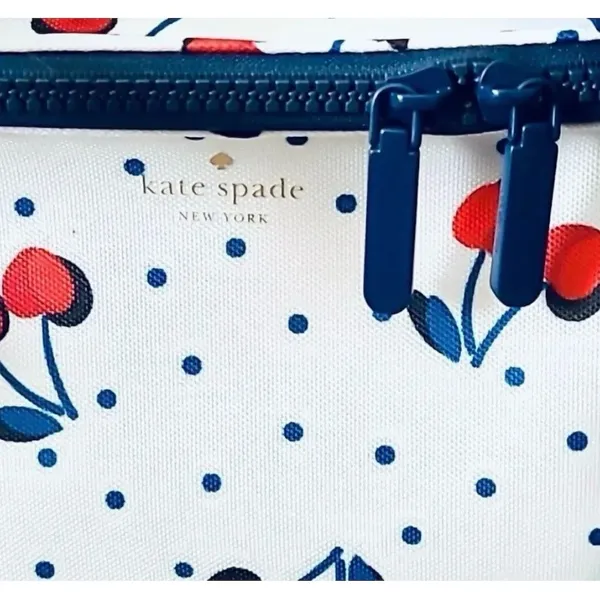 Kate Spade Cherry Dot Insulated Cooler Tote Lunch Bag White Navy Zip Top gift - Image 7