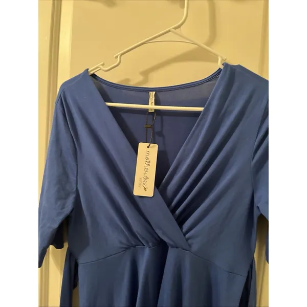 Mother Bee Maternity Womens Midi Dress Stretch Size Large Royal Blue - Image 5