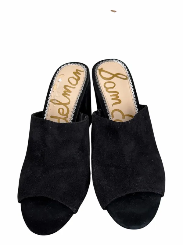 Sam Edelman | Orlie Heeled Mule Sandals Black Suede Chunky Heel Size 7.5 - Image 2