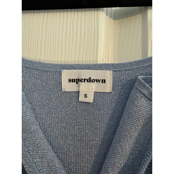 superdown Sparkly Blue Mari Knit Bodysuit Size Small Icy Blue - Image 5