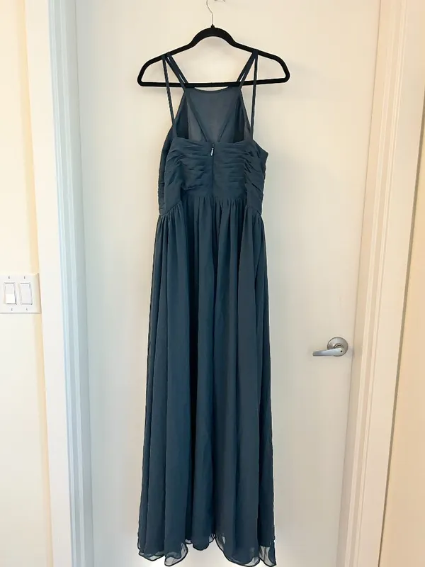 JJ's House Edeline Navy Blue A-line Ruffle Chiffon Maxi Dress Size 12/14 - Image 6