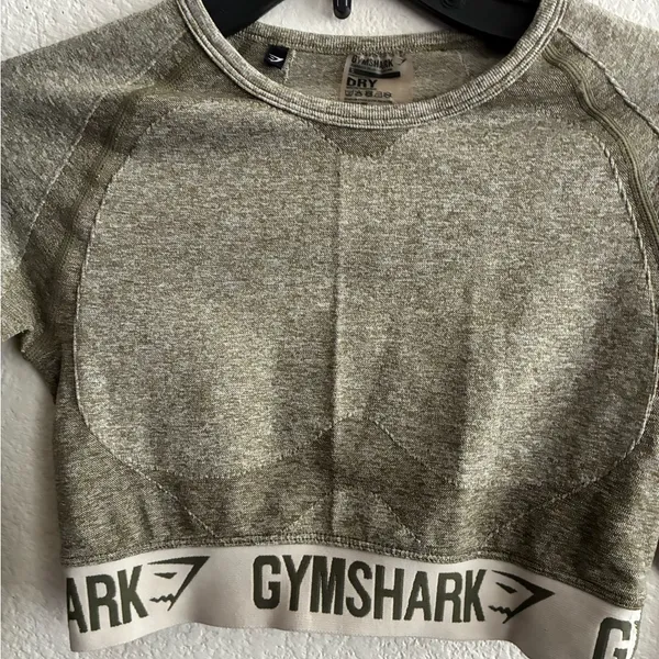 Gymshark Flex Long Sleeve Crop Top Shirt Seamless Light Olive S - Image 7