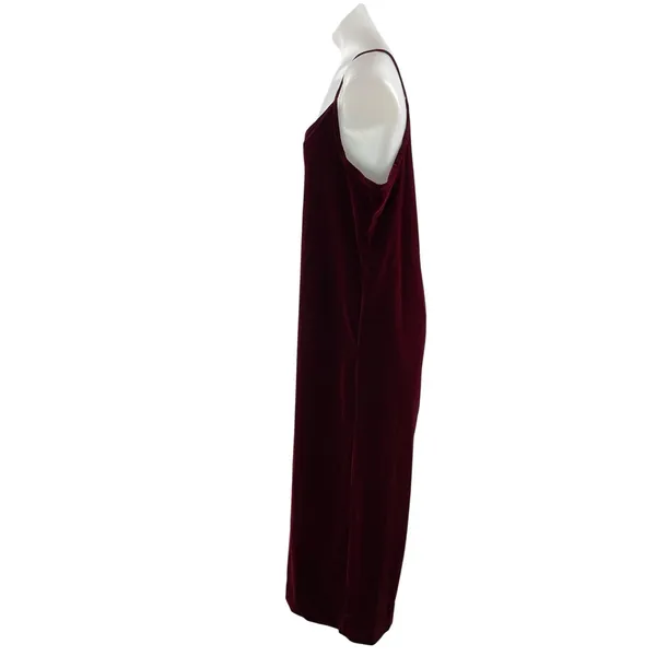 Wildfang Maroon Red Velvet Velour Sleeveless Camisole Wide Leg Romper Jumpsuit M - Image 2