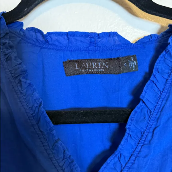 Lauren Ralph Lauren 'SIZANNA' Smocked Waist‎ Floral Embroidered Dress Royal Blue - Image 5